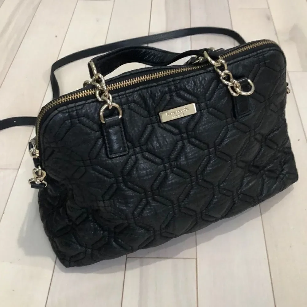 Kate Spade Women's  Astor Court Rachelle Quilted Leather Satchel Bag Black